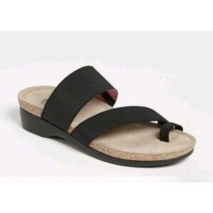 Munro Aries Slide Sandals with Toe Strap Womens 5 Slip on Leather Comfort Shoes